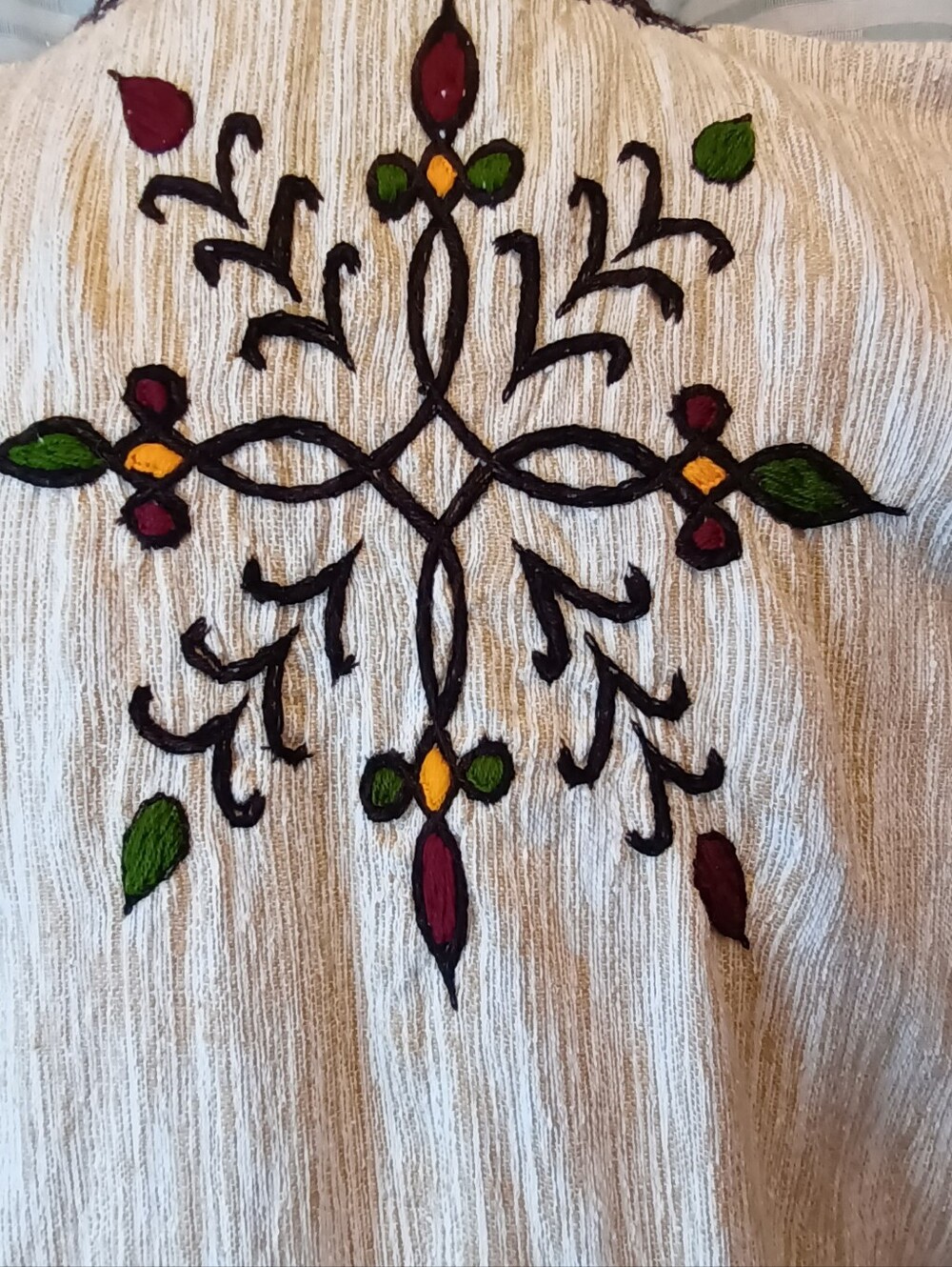 Unbranded Cream Unisex Vest With Embroidery 100% Handspun Ethiopian Cotton